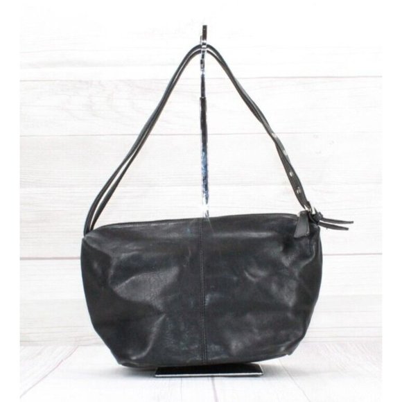 Stone Mountain Accessories Handbags - Stone Mountain Black Leather Zip Top Purse Shoulder Bag Handbag